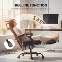 HOMCOM Office Chair, Ergonomic Mesh Computer Desk Chair with Adjustable Headrest, Lumbar Support, Black(m-6)