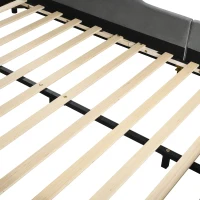 Full Size Upholstered Bed with Built-in Bedside Desk and Round Stool, Solid Bedboard with Plywood & MDF Frame, 80'' L x 68'' W x 29'' H, Gray(m-8)