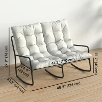 Outsunny 2-Person Outdoor Rocking Chair, Rocking Outdoor Bench with Cushions and Mesh Seat, 528 LBS Capacity, Light Grey(m-3)