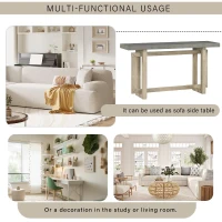 Modern Console Table with Pine Veneer Top and Solid Legs, Versatile Sofa Table for Hallway, Living Room, 59'' L x 15.5'' W x 31.5'' H, Gray(m-5)