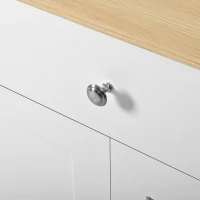 Modern Sideboard Buffet Cabinet with 3 Drawers and 4 Doors, Rustic Storage with Adjustable Shelves, 55'' L x 14.5'' W x 29.5'' H, White+Wood(m-7)