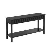 Modern Entryway Table with Bottom Open Shelf and Iron Handles, Multi-Functional Console with Wide Surface, 60'' L x 15.5'' W x 31'' H, Black(m-2)