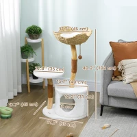 PawHut 40" Real Wood Cat Tree, Cat Tower for Indoor Large Adult Cats with Scratching Posts, Condo, Perch, Washable Cushion,(m-3)