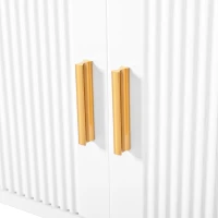 Modern TV Cabinet with Textured Doors, 4 Drawers & 2 Cabinets, Solid TV Stand with Metal Handles and Legs, 69'' L x 12'' W x 17.5'' H, White(m-6)