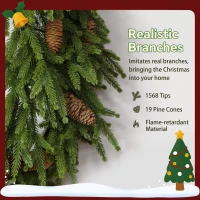 HOMCOM 36 inch Christmas Wreath, Artificial Norfolk Pine Wreath with Pine Cones and Realistic Branches for Door, Wall(m-5)