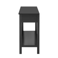 Modern Entryway Table with Bottom Open Shelf and Iron Handles, Multi-Functional Console with Wide Surface, 60'' L x 15.5'' W x 31'' H, Black(m-12)