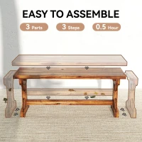 Outsunny Rustic Outdoor Wooden Bench, Backless Garden Bench Patio Loveseat with X-Shape Base for Porch, Park, Carbonized(m-6)