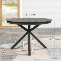 Outsunny 46.5" Outdoor Dining Table for 6, Round Picnic Table with Slatted Top for Balcony, Porch, Black(m-3)
