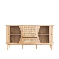 Versatile Sideboard with 3 Drawers, 2 Doors and Adjustable Shelves, Stylish Cabinet for Living or Dining Room,55.5'' L x 16'' W x 30'' H, Wood(m-10)