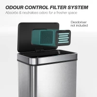 HOMCOM 13.2 Gallon Sensor Can, Automatic Garbage Can with Soft-Close Lid, Fingerprint-Proof Stainless Steel, Silver(m-9)