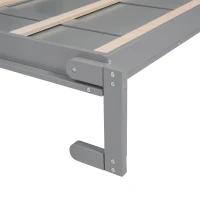 Full Size Murphy Bed with Shelves, LED Lights, Space-Saving Wall Bed with Flexible Slats, Dual Piston Mechanism, 91" L x 81" W x 84" H, Grey(m-9)