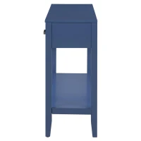 Farmhouse Entryway Table with Wide Top and Open Bottom Shelf, Minimalist Console with Adjustable Feet, 59'' L x 14'' W x 31.5'' H, Navy Blue(m-13)