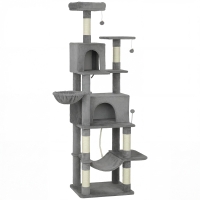 PawHut Multi-Level Cat Tower, 80" Tall Cat Tree, with 2 Condos, 2 Hammocks, 6 Sisal Scratching Posts, Dark Gray
