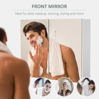 HOMCOM Bathroom Mirror Cabinet, Wall-Mounted Storage Organizer with Double Doors, Adjustable Shelf, White(m-6)