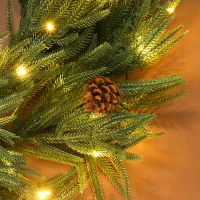 HOMCOM 36 Inch Christmas Wreath for Front Door with LED Lights, Prelit Christmas Wreath with 8 Modes and Ornaments, Green(m-9)