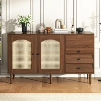 Country-Style Sideboard with Magnetic Soft-Close Doors and Generous Storage, Sturdy Cabinet with Wood Legs 51'' L x 15.5'' W x 30'' H, Wood(m-1)