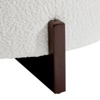 Round Storage Ottoman with Storage and Wood Legs, Versatile Coffee Table with Tufted Upholstered Top, 32'' L x 32'' W x 18'' H, Soft White(m-7)