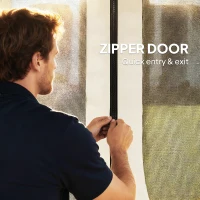 Outsunny Replacement Mosquito Netting for Gazebo 10' x 12' Black Screen Walls for Canopy with Zippers, Cream White(m-6)