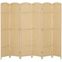 HOMCOM Folding Room Divider Screen 6 Panel 5.6' Tall Privacy Screen Freestanding Room Partition for Home Office, Beige(m-1)