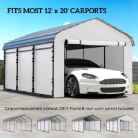 Outsunny Carport Replacement Sidewall Panel for 12' x 20' Carports, UPF50+ Waterproof Replacement Side Wall Cover, White(m-4)