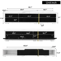 Modern TV Cabinet with Rotatable Design and Generous Storage, Adjustable TV Stand for living spaces, 102.5'' L x 16'' W x 12'' H, Black+White(m-3)