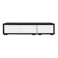 Modern TV Cabinet with Rotating Function and Spacious Storage, Extendable TV Stand for living spaces, 102.5'' L x 16'' W x 12'' H, Black+White(m-2)
