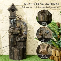 Outsunny 2-in-1 Outdoor Water Fountain with Birdhouse, Outdoor Waterfall, 13.6" L x 11.6" W x 36.2" H Mixed Colour(m-7)