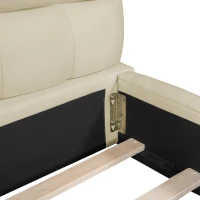 Queen Size Upholstered Bed with MDF & Particleboard Frame, Low-Profile Grounded Bed with Wooden Slats, 87.5'' L x 66.5'' W x 23.5'' H, Beige(m-5)