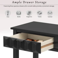 Modern Entryway Table with Bottom Open Shelf and Iron Handles, Multi-Functional Console with Wide Surface, 60'' L x 15.5'' W x 31'' H, Black(m-7)