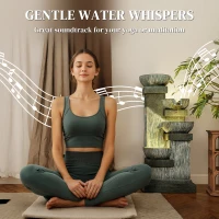 Outsunny 33.5" Water Fountain, 4-Tier Resin Cascading Bowls Outdoor Waterfall Fountain with LED Lights, Pump(m-7)