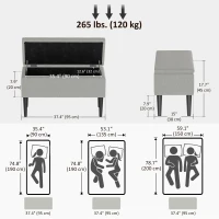 HOMCOM Modern Storage Bench, Ottoman with Storage and Lamb's Wool Upholstery for Living Room, Bedroom, Grey(m-3)