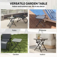 Outsunny Patio Table, Folding Coffee Table with Tempered Glass Tabletop, Portable Bistro Table for Patio, Backyard(m-5)
