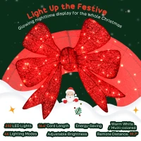 Outsunny 48 Inch Lighted Wreath Decoration with Dual Color LED, Christmas Wreath with Daily Timer, Remote for Indoor Outdoor(m-5)