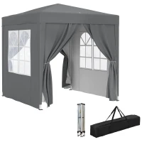 Outsunny 6.6'x6.6' Pop Up Canopy Tent with Sidewalls, Instant Sun Shelter Camping Gazebo with Carry Bag, Grey(m-11)