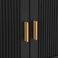 Modern TV Cabinet with Textured Doors, 4 Drawers & 2 Cabinets, Solid TV Stand with Metal Handles and Legs, 69'' L x 12'' W x 17.5'' H, Black(m-6)