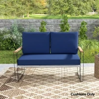 Outsunny 2 Seater 5" Thick Outdoor Seat Cushions with 7" Backrest, Loveseat Outdoor Furniture Cushions, Navy Blue(m-9)
