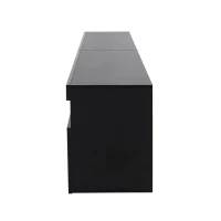 Modern TV Cabinet with LED Strip and Adjustable Colours, Stylish Media Console with Low-Profile Storage, 71'' L x 13.5'' W x 19'' H, Black(m-10)