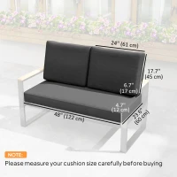 Outsunny 2 Seater 5" Thick Outdoor Seat Cushions with 7" Backrest, Loveseat Outdoor Furniture Cushions, Dark Grey(m-3)