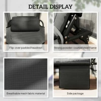 Outsunny Folding Lounge Chair with 4-level Reclining Back & Cushion, Dark Grey(m-6)