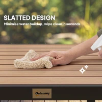 Outsunny Patio Dining Table for 4, Square Aluminum Outdoor Table for Garden Lawn Backyard, Natural(m-5)