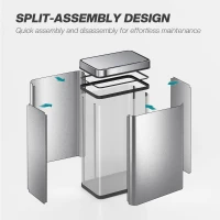 HOMCOM 15.9 Gallon Sensor Can, Automatic Garbage Can with Soft-Close Lid, Fingerprint-Proof Stainless Steel, Silver(m-10)