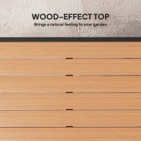 Outsunny Patio Dining Table for 4, Square Aluminum Outdoor Table for Garden Lawn Backyard, Natural(m-4)