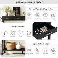 Farmhouse Entryway Table with Wide Top and Open Bottom Shelf, Minimalist Console with Adjustable Feet, 59'' L x 14'' W x 31.5'' H, Black(m-6)