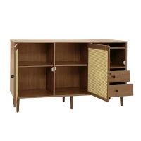 Country-Style Sideboard with Magnetic Soft-Close Doors and Generous Storage, Sturdy Cabinet with Wood Legs 51'' L x 15.5'' W x 30'' H, Wood(m-12)