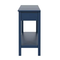 Modern Entryway Table with Bottom Shelf and Iron Handles, Multi-Functional Console with Wide Surface, 60'' L x 15.5'' W x 31'' H, Navy Blue(m-12)