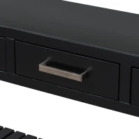 Large Entryway Console with 4 Drawers and 3-Tier Shelves, Sturdy Table with Metal Handlesand Adjustable Feet, 62'' L x 14'' W x 32'' H, Black(m-10)