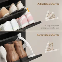 HOMCOM Shoe Storage Cabinet with 4 Flip Drawers, Farmhouse Narrow Shoe Cabinet, Holds Up to 24 Pairs, Black(m-6)