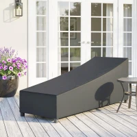 Outsunny Waterproof Patio Lounge Chair Cover, 420D Outdoor Chaise Lounger Protective Cover with Sealed Seams, Storage Bag, Black(m-9)
