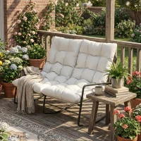 Outsunny 2-Person Outdoor Rocking Chair, Rocking Outdoor Bench with Cushions and Mesh Seat, 528 LBS Capacity, Light Grey(m-9)