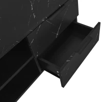 Modern TV Cabinet with 2 Doors, Drawers and Open Shelves, Stylish Storage Cabinet with LED Lighting, 78.5'' L x 20'' W x 15'' H, Black+Wood(m-10)